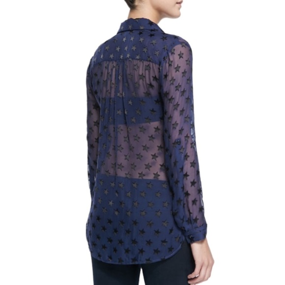 Diane von Furstenberg - Lorelei Star USA Embellished Sheer Blouse Sz 6 - Picture 2 of 8